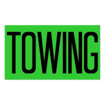 Small Towing Bold Florescent Green Business Card Front View