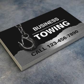 towing company professional black metal tow hook business card