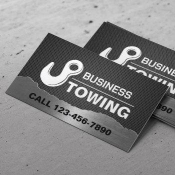 towing service tow hook logo professional metal business card