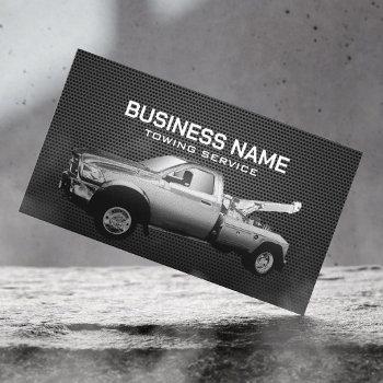 towing service tow truck professional black metal business card
