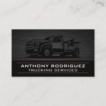 towing truck | black metal background business card