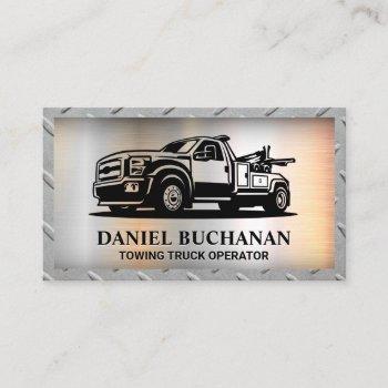 towing truck vehicle | metal background business card