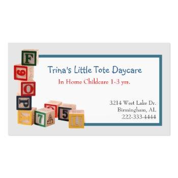 Small Toy Blocks Daycare Business Card Front View