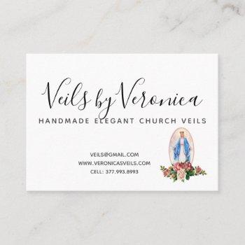 traditional catholic virgin mary religious roses business card