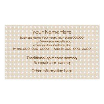 Small Traditional Hole To Hole Cane Lattice Business Card Back View