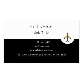 Small Travel Agency+airplane Black And White Business Card Back View