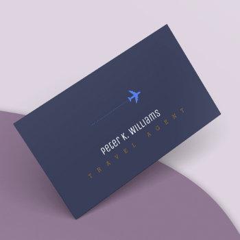travel agent blue business card with an airplane