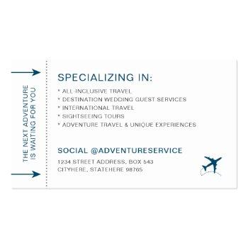 Small Travel Agent Destination Planner Boarding Pass Business Card Back View