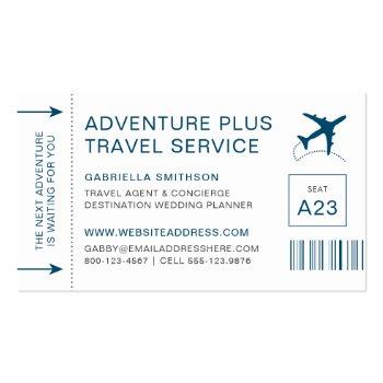 Small Travel Agent Destination Planner Boarding Pass Business Card Front View
