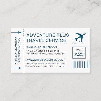 travel agent destination planner boarding pass business card