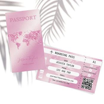 travel agent passport world map boarding pass business card