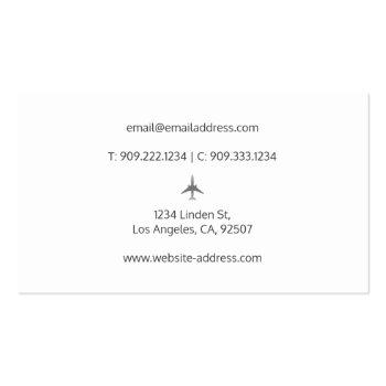 Small Travel Agent Silver Airplane Business Card Back View