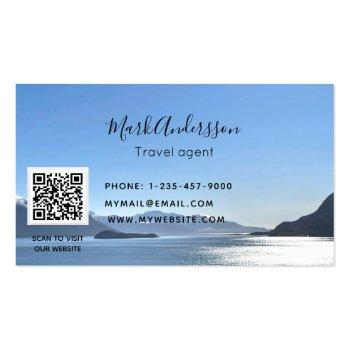 Small Travel Agent Vacation Tourism Photo Business Card Back View