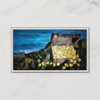 treasure chest of gold on the rocks business card