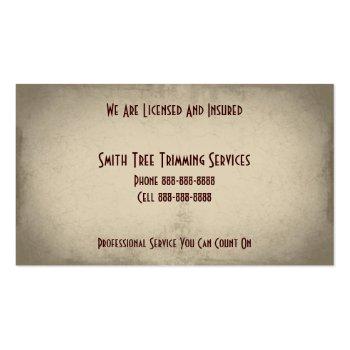 Small Tree Trimming Care Services Business Card Back View