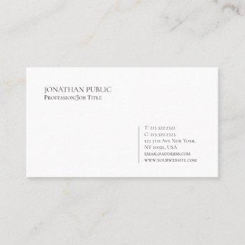 trending modern elegant minimalist white plain business card