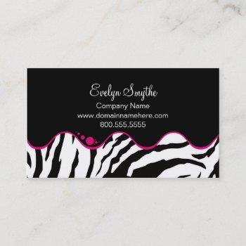 trendy b&w zebra print with hot pink curve accent business card