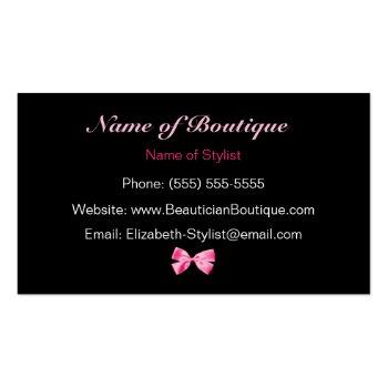 Small Trendy Boutique Pink And Black Leopard Pink Ribbon Business Card Back View