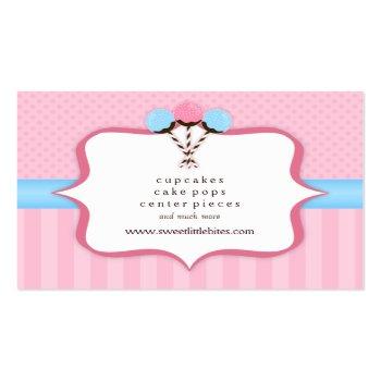 Small Trendy Cake Pop Bakery Business Cards Back View