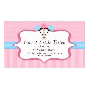 Small Trendy Cake Pop Bakery Business Cards Front View