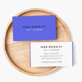 trendy cobalt blue modern minimal simple stylish business card