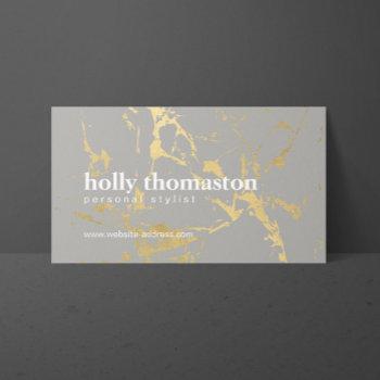 trendy gold marble pattern on gray designer business card
