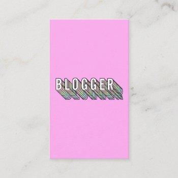 trendy hot pink 3d typography blogger minimal business card