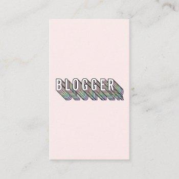 trendy light pink 3d typography blogger minimal business card