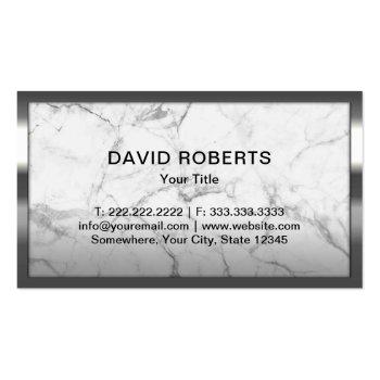 Small Trendy Marble Modern Metal Frame Professional Business Card Back View