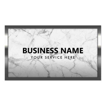 Small Trendy Marble Modern Metal Frame Professional Business Card Front View