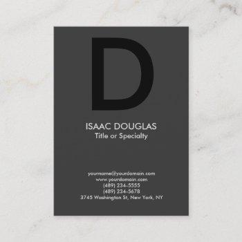 trendy modern gray black bold monogram business card