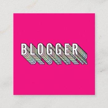 trendy neon pink 3d typography blogger minimal square business card