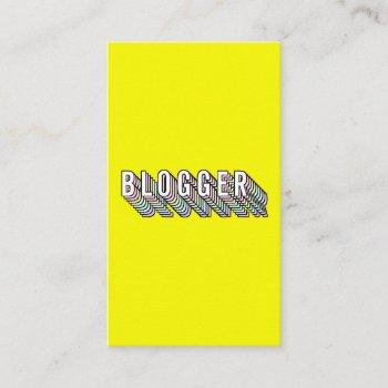 trendy neon yellow 3d typography blogger minimal business card