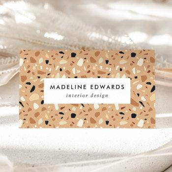 trendy rust brown & apricot terrazzo business card