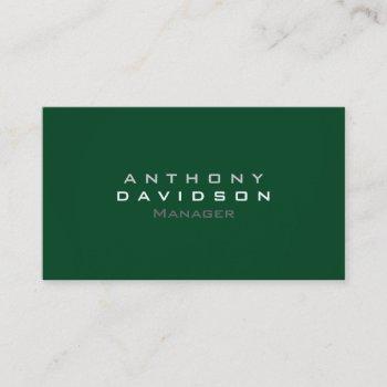 trendy up forest green minimalist business card