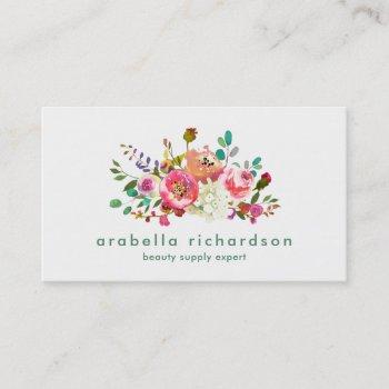 trendy watercolor floral business card