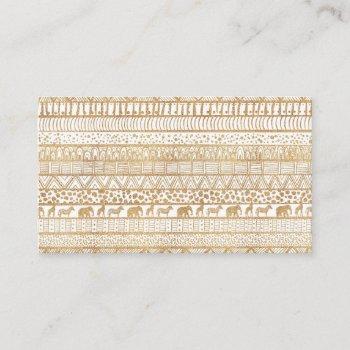 trendy white gold tribal african pattern business card