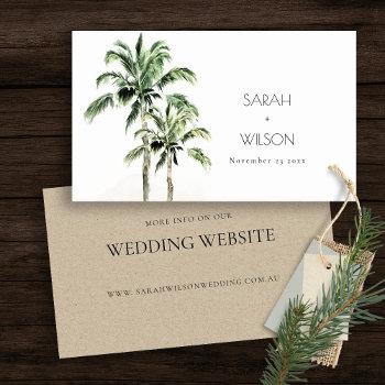 tropical beach palm trees rustic wedding website business card