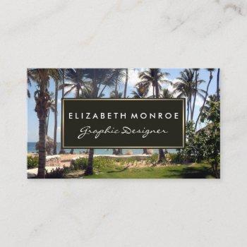 Small Tropical Beach, Travel & Tourism Business Card Front View