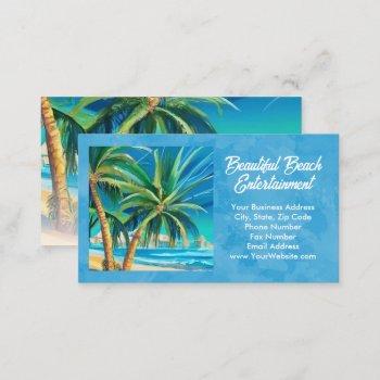 tropical beach vacation island art travel business card