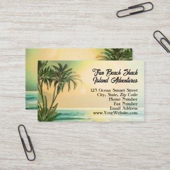 tropical beach vacation island sun travel business card