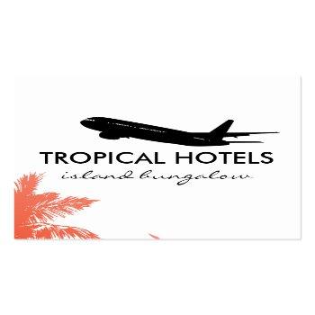 Small Tropical Island Airplane Icon Travel Agent Square Business Card Front View