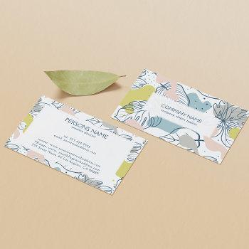 tropical leaves & organic shapes pattern business card