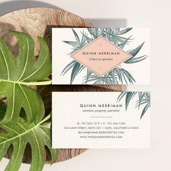 tropical palm frond business card