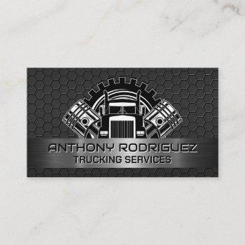 truck and pistons | steel industrial business card