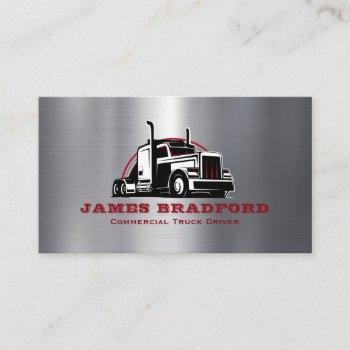 trucking transport metal trucker company business card
