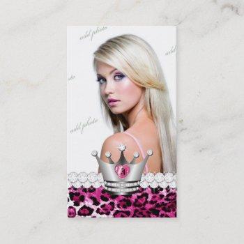 tt-perfect princess hot pink leopard diamonds business card
