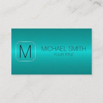 turquoise luxury stainless steel metal monogram business card