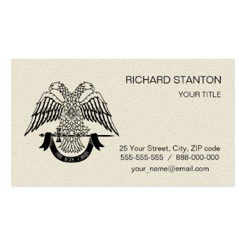 Small Two-headed Eagle As Masonic Symbol Business Card Front View