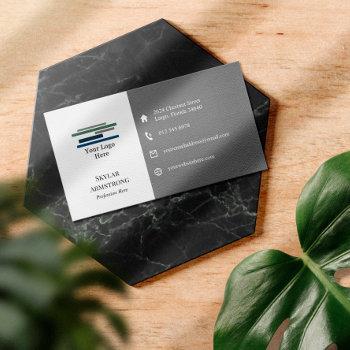 two tone gray white your logo icons one sided business card